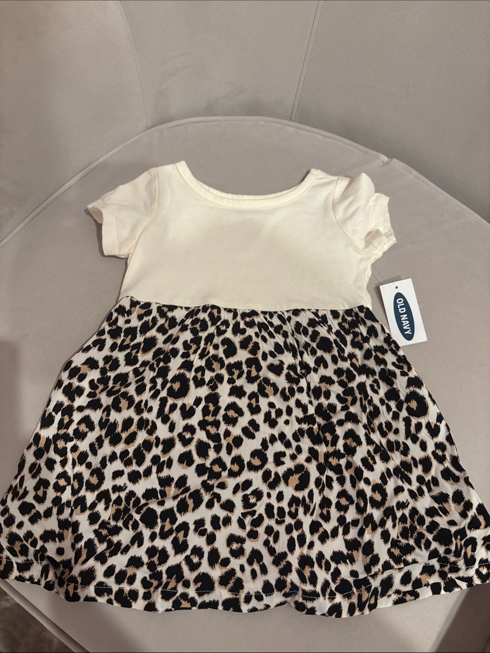 Old Navy Cream Top with Leopard-Print Skirt Kids Dress
